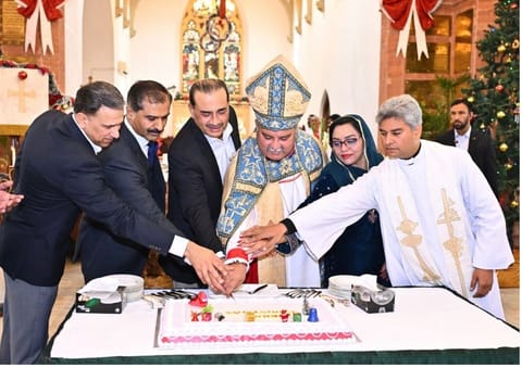 Chief of Defence Forces and Army Chief Field Marshal Asim Munir at the Christmas celebrations at Christ Church in Rawalpindi.