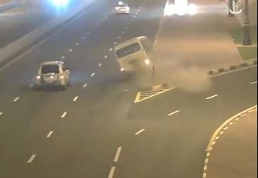 Watch how seconds of distraction turn a routine drive into a dangerous accident; strict fines and penalties in place to keep roads safe.