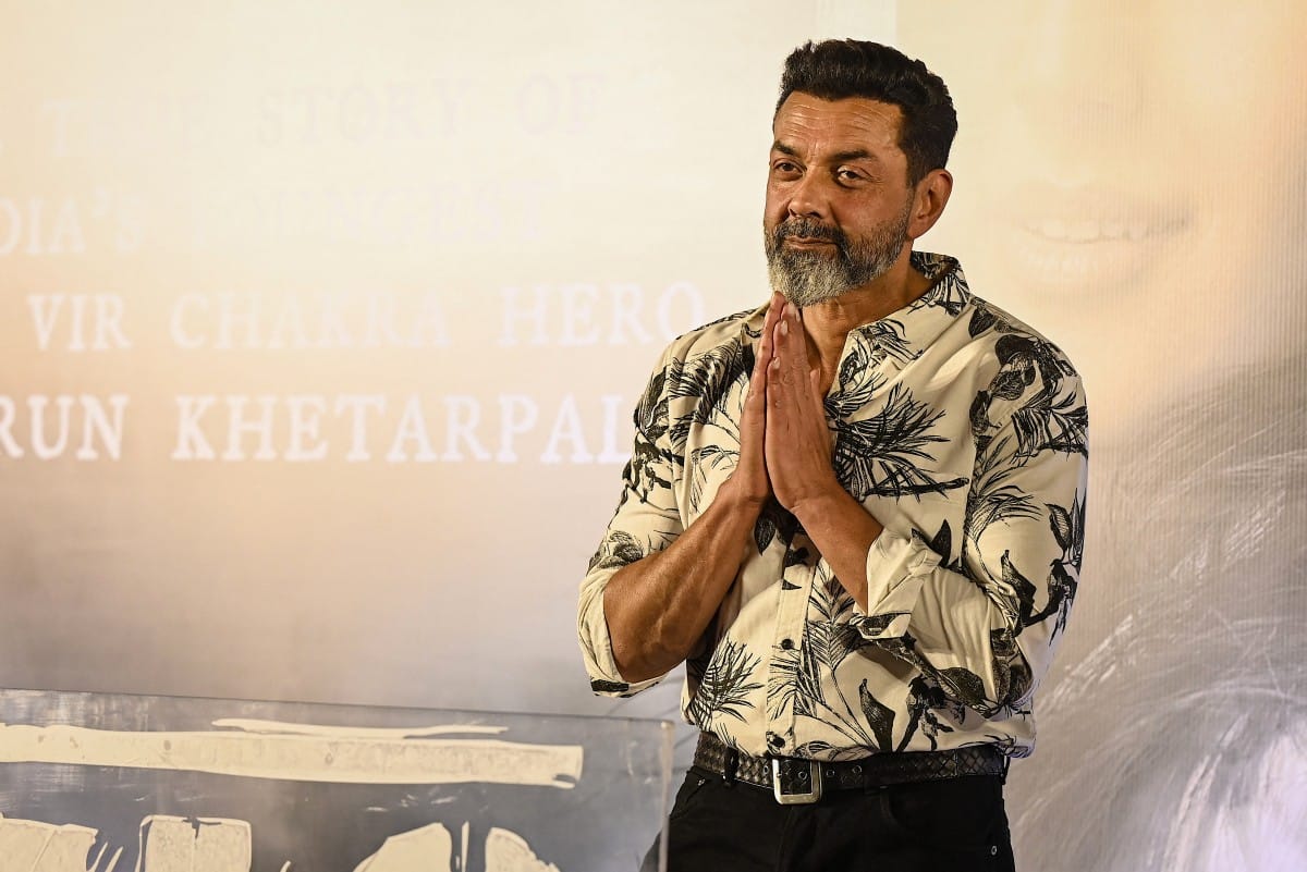 Bollywood actor Bobby Deol attends the screening of the upcoming Indian Hindi-language biographical war drama film 'Ikkis' in Mumbai on December 29, 2025.