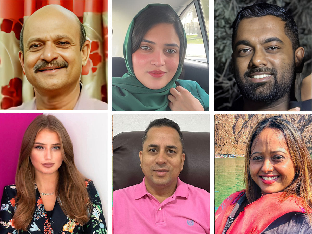 Clockwise: Varghese Yohannan, Shani Anis, Muhammed Ridwan, Annie Fernandes, Ashok Khadka and Vanessa Olsson