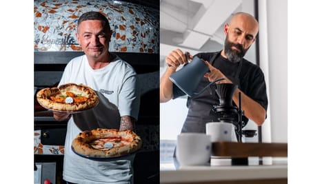 (Left) Bart Misztal, Brand Founder and Owner of Naughty Pizza in the UAE and UK, (Right): Serkan Sagsoz, Head of Coffee, Julith