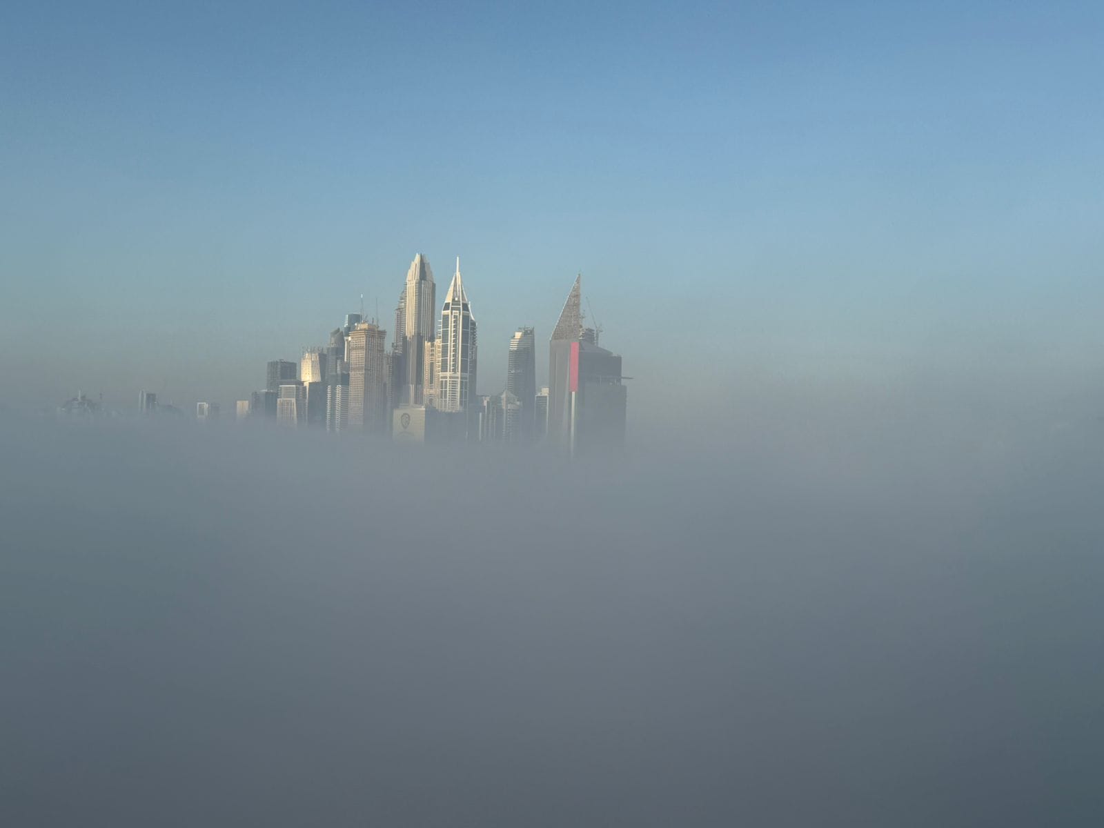 Dense fog blankets Dubai skyline