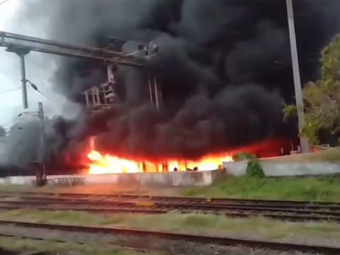 Firefighters battled flames for half an hour before bringing the blaze under control.