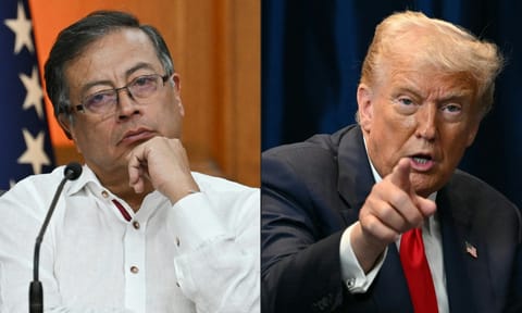 This combination of pictures created on January 04, 2026 shows Colombian President Gustavo Petro and US President Donald Trump. Colombian president dares Trump: “I’m waiting” after US threats 