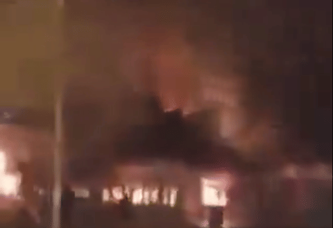 An X post shows protesters in Isfahan, central Iran, setting on fire the Islamic Republic of Iran Broadcasting (IRIB) building.