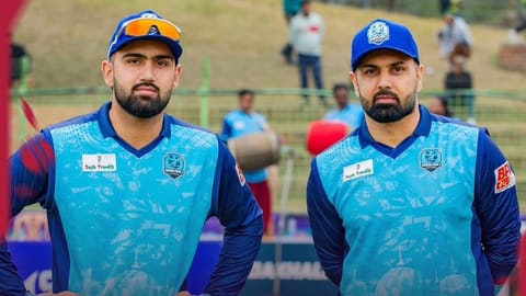 Mohammad Nabi bats with son Hassan Eisakhil in Bangladesh Premier League