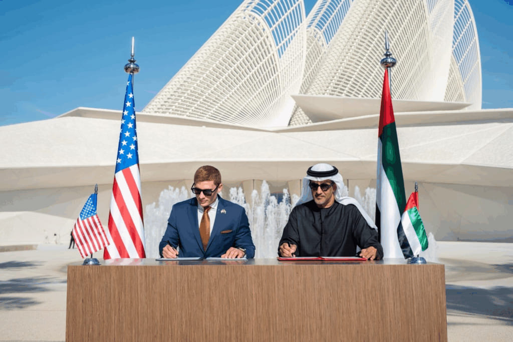 The declaration was signed by Under Secretary of State for Economic Affairs Jacob Helberg and UAE Minister of State Saeed bin Mubarak Al Hajeri. 