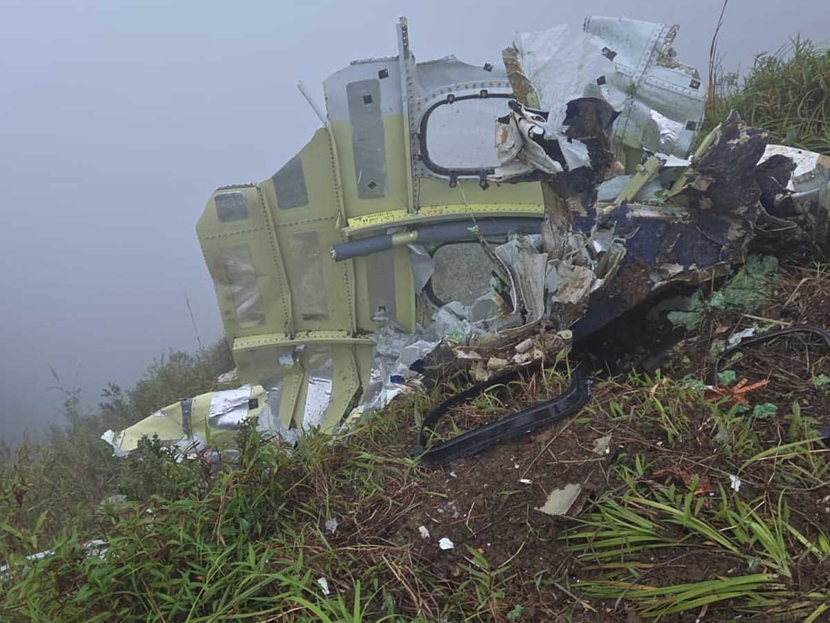 Debris of an ATR 42-500 turboprop airplane at Mount Bulusaraung in South Sulawesi province, Indonesia.
