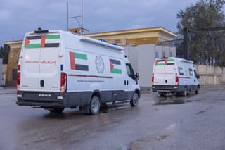 UAE aid convoys deliver ambulances, water and medical supplies to Gaza