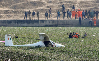 Aircraft lands in pond after an emergency in India; IAF pilots rescued unhurt