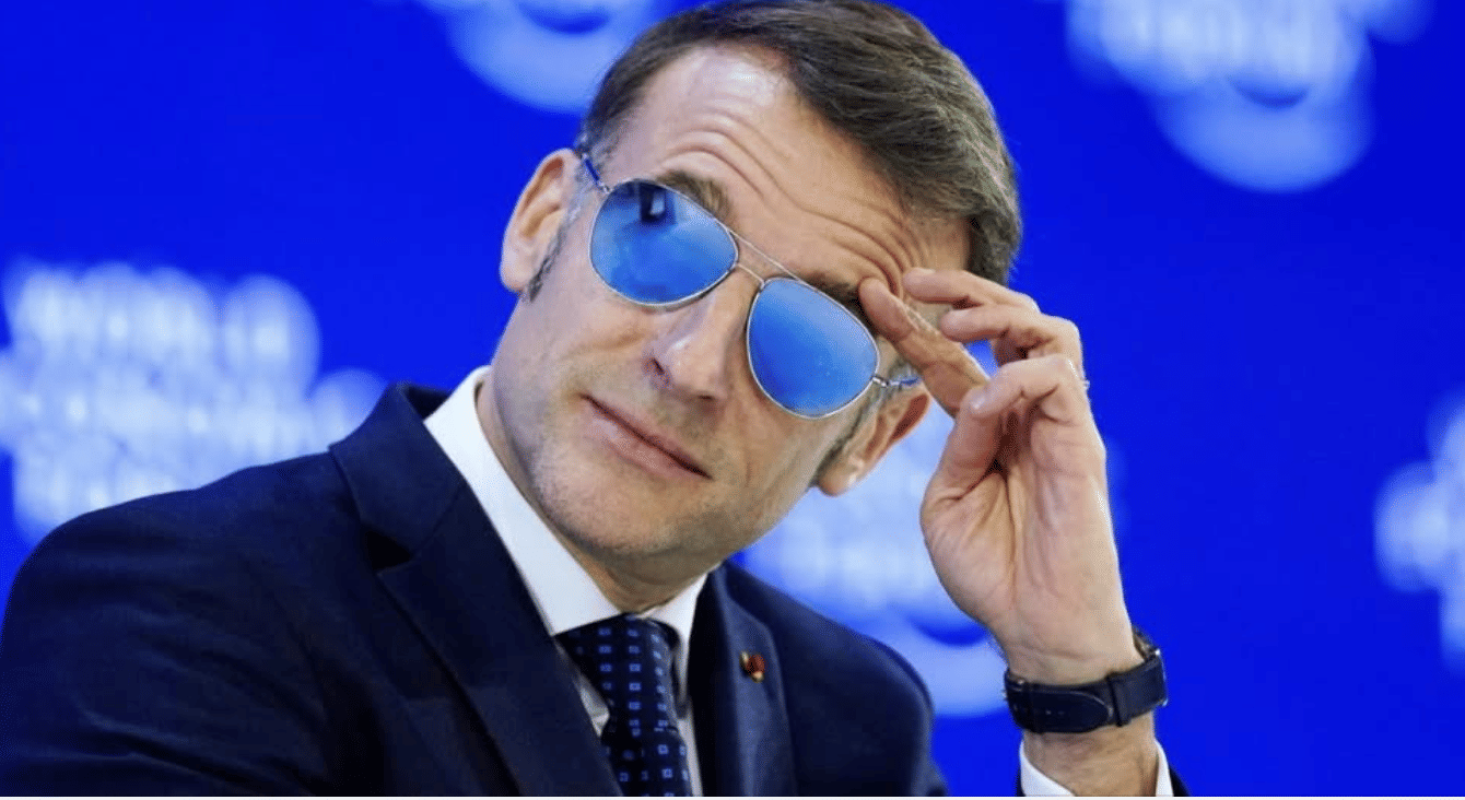 French President Emmanuel Macron was wearing aviator shades during his Davos, Switzerland speech on Tuesday. First spotted January 15 at a French airbase with a bloodshot eye, the French leader downplayed it as "completely harmless" and "l'oeil du tigre" (eye of the tiger), a 'Rocky III' nod symbolising determination.​
