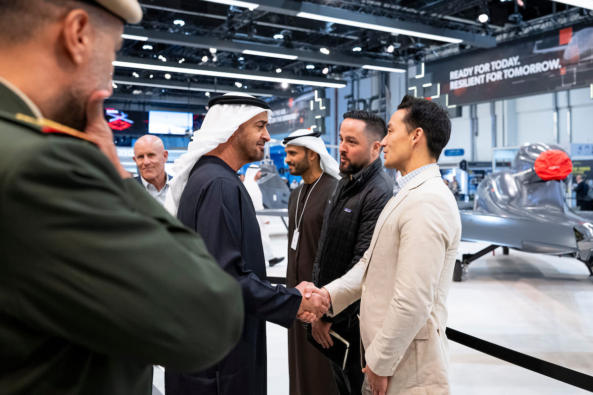 Sheikh Mohamed bin Zayed during a tour of the seventh edition of The Unmanned Systems Exhibition and Conference (UMEX) 2026, at ADNEC.
