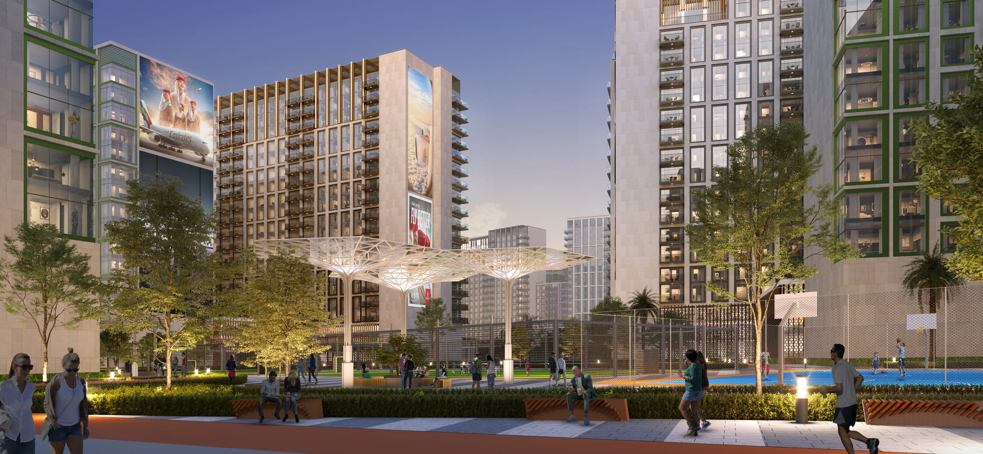 Rendered image of high-rise residential towers planned for Emirates’ cabin crew housing project in Dubai.