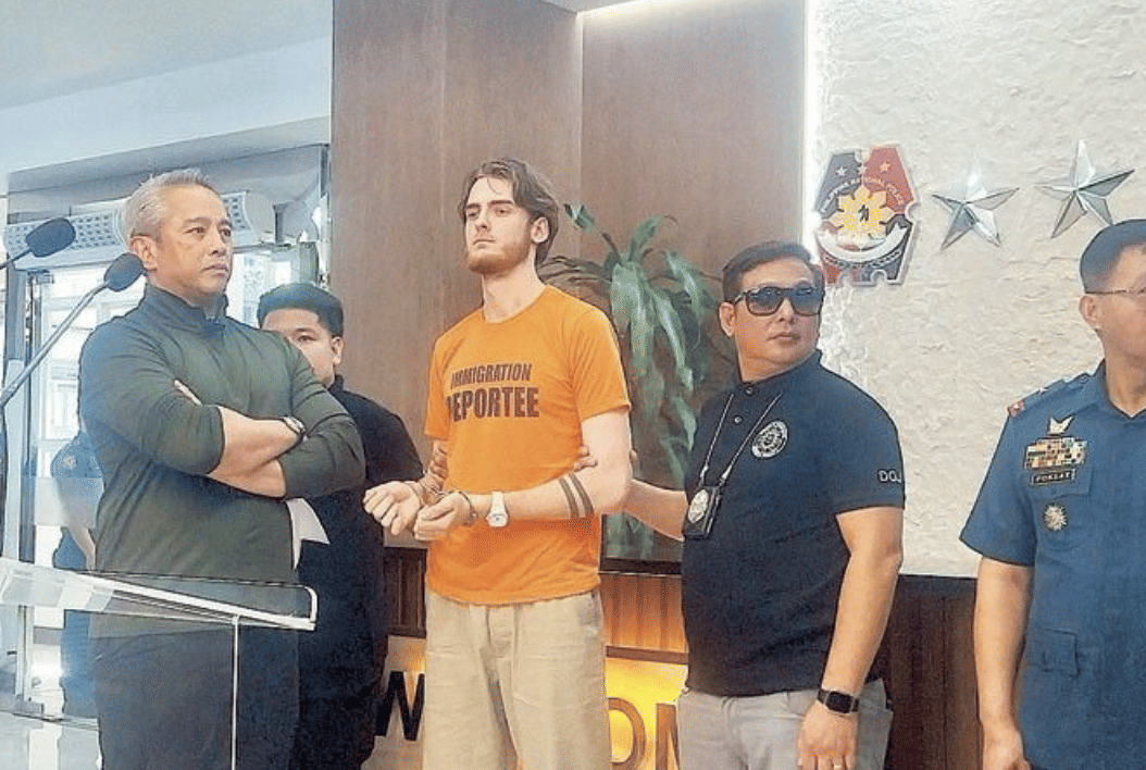 Nikita Chekhov, 21, was presented by Interior Secretary Jonvic Remulla during a press conference in Manila. Chekhov faces deportation after he was arrested for threatening to spread human immunodeficiency virus (HIV) in Bonifacio Global City in Taguig, part of Metro Manila. 