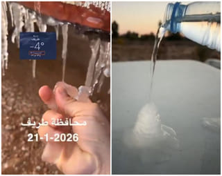 From snow to ice: Water freezes mid-air as rare cold wave sweeps Saudi Arabia