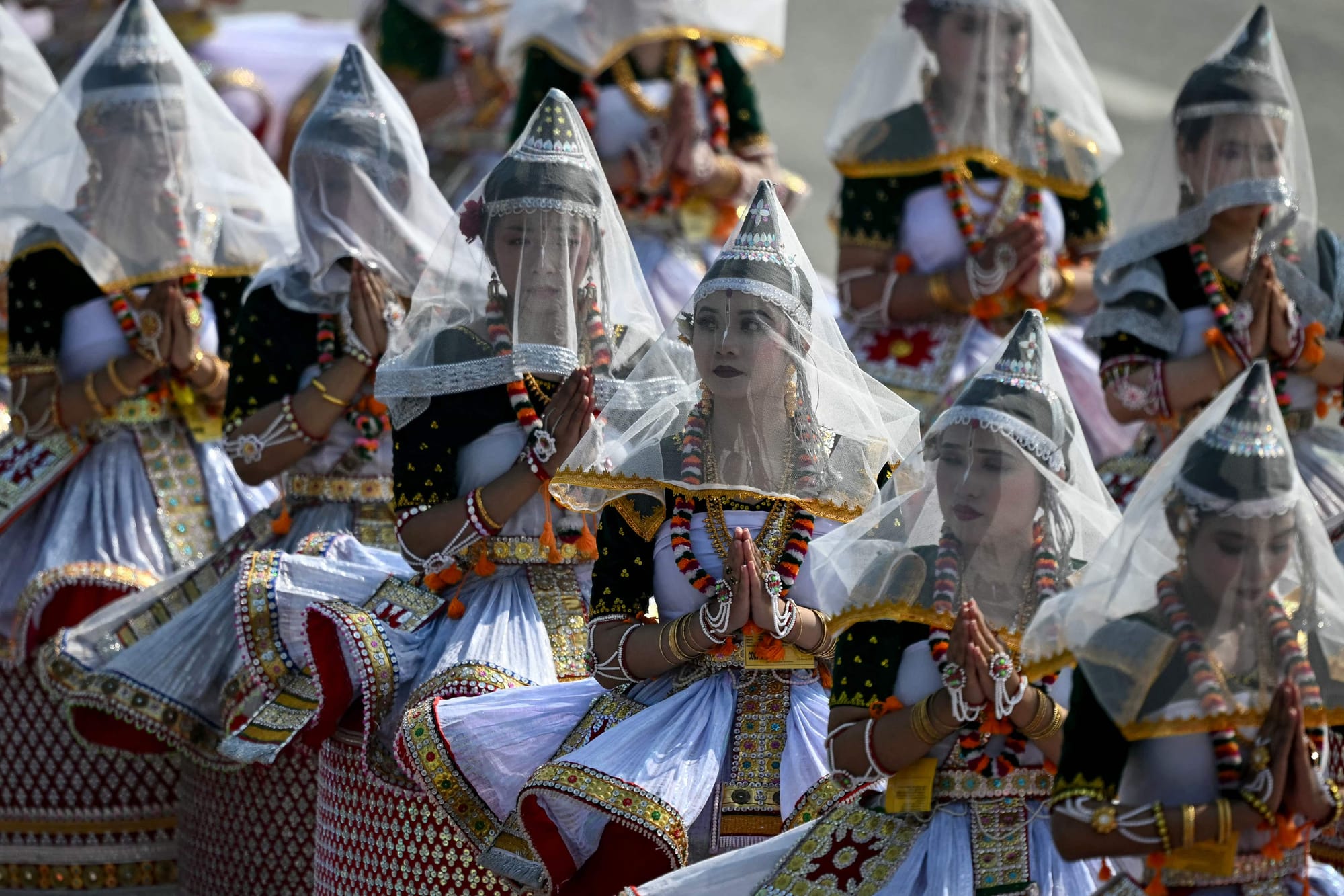Manipuri dancers perform during India's 77th Republic Day parade at Kartavya Path in New Delhi on January 26, 2026.