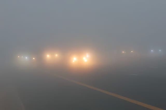 The fog formation is linked to an extension of a weak surface low-pressure system from the east. (For illustrative purposes only.)