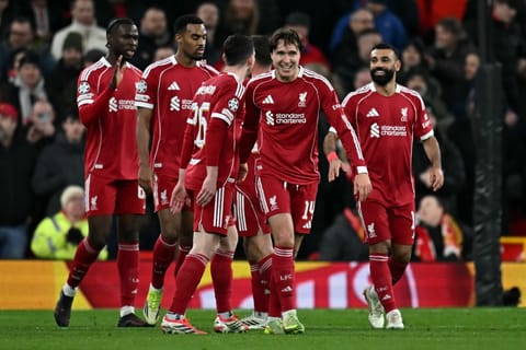 Liverpool's Italian striker Federico Chiesa celebrates 
