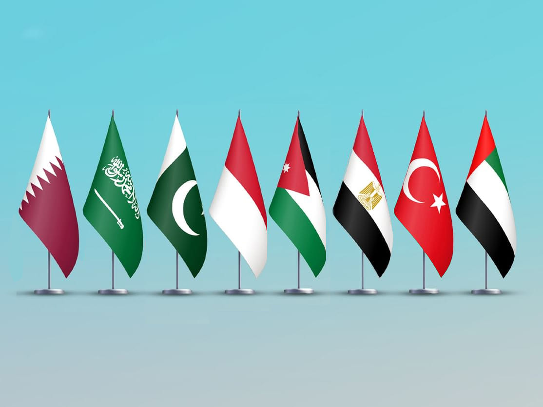 Foreign ministers of UAE, Turkiye, Egypt, Jordan, Indonesia, Pakistan, Saudi Arabia and Qatar urge restraint and renewed focus on peace.