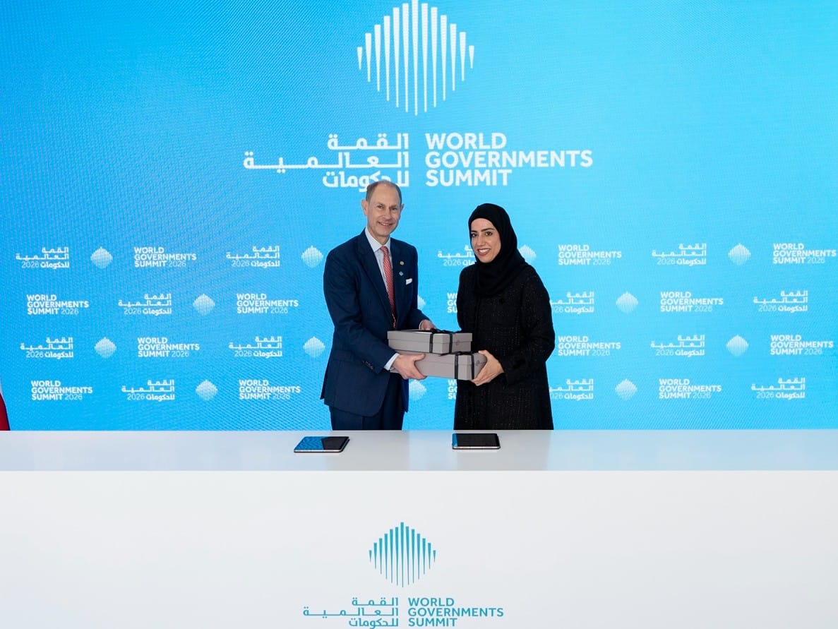 Martin Houghton-Brown and Aisha Miran at the agreement signing ceremony at World Governments Summit in Dubai. 