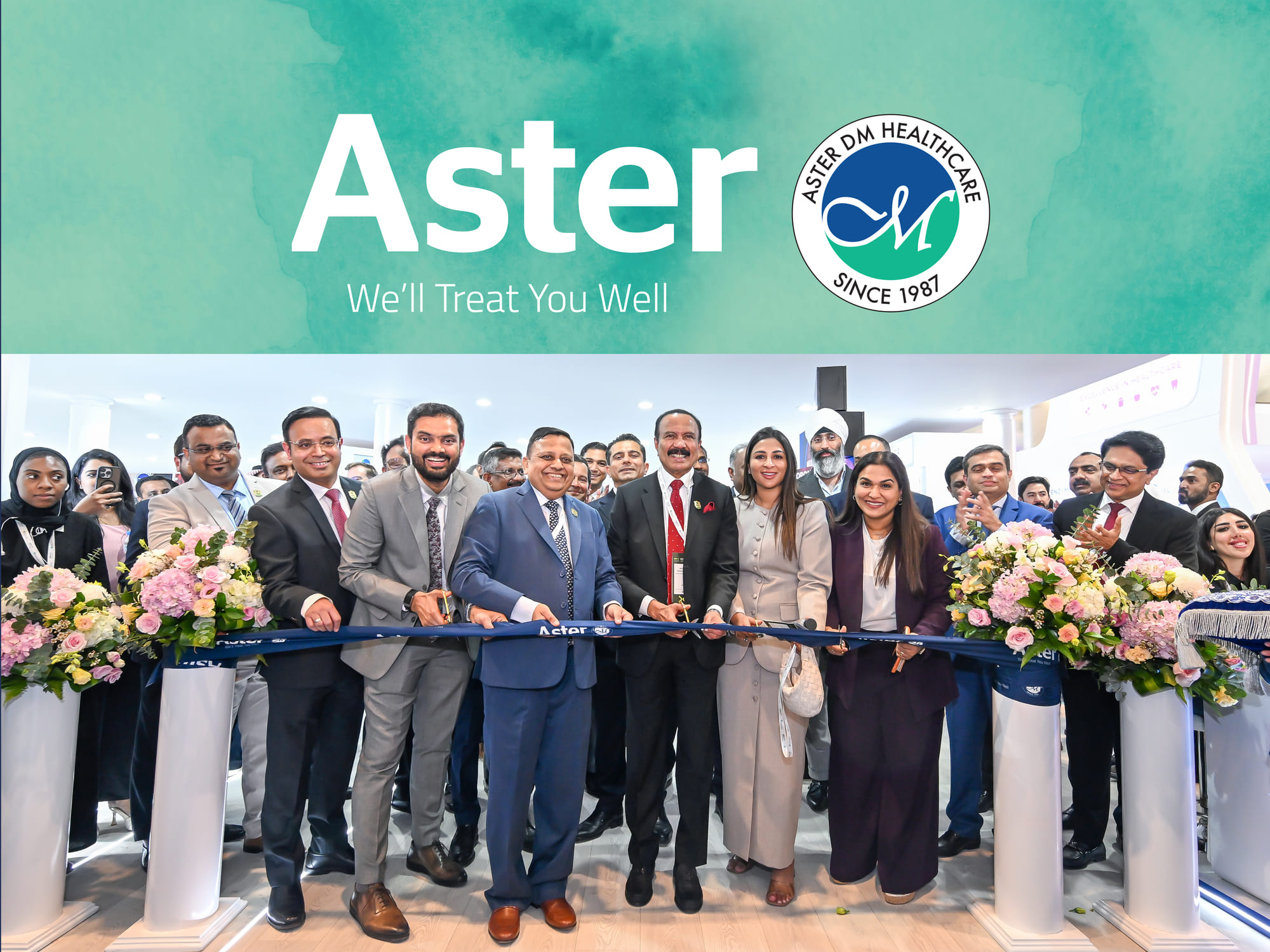Inauguration of the Aster DM Healthcare booth at the World Health Expo (WHX) 2026 in Dubai.