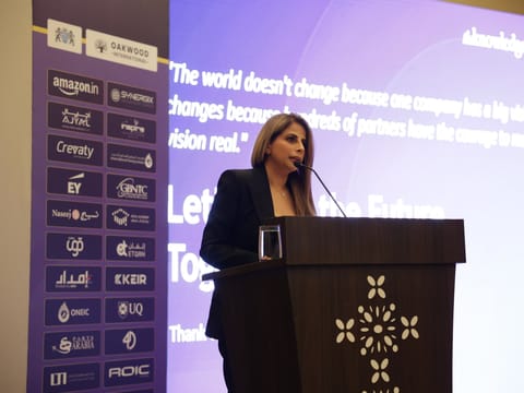 Barinder Hothi, Co-founder and Group Managing Director, The Knowledge Academy, addresses the gathering