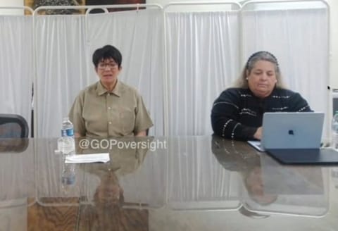 This screen capture dated February 9, 2026 provided by the House Committee on Oversight and Government Reform shows the deposition of Ghislaine Maxwell on the Jeffrey Epstein probe.