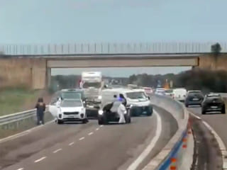 Italy road chaos: Gunmen try to rob armored van on busy highway