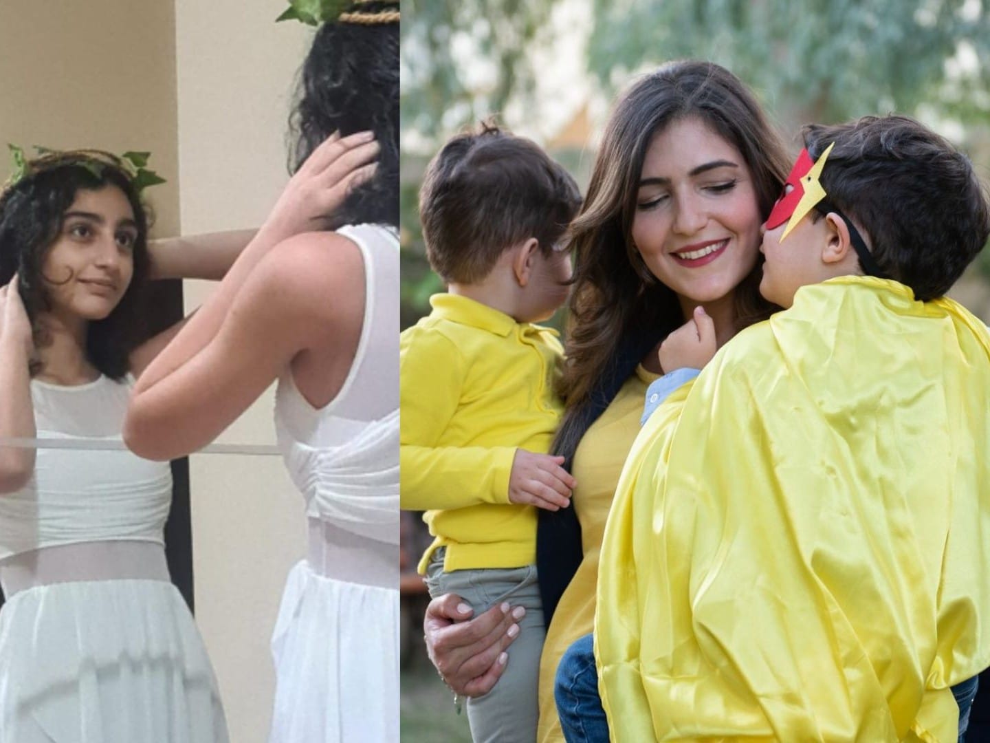 Left: Yara Dalilah's Lamar Nafech, and right: Lama Andari, with her children. 