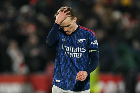 Martin Odegaard reacts after draw to Brentford