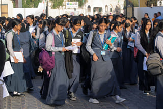 File photo of grade 10 students going for their first CBSE board examination at Delhi Private School centre.
