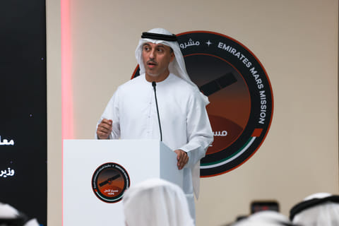 Dr Ahmad Belhoul Al Falasi announces the extension of the Emirates Mars Mission in Dubai on Tuesday.
