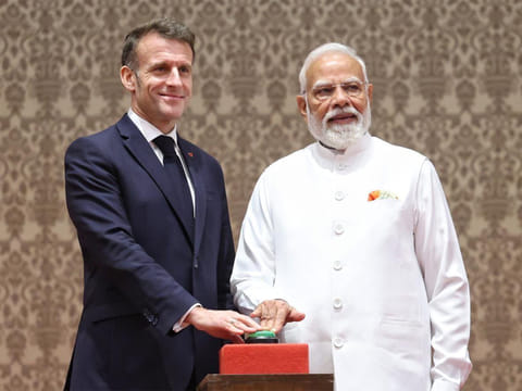 Emmanuel Macron, President of the French Republic and Indian Prime Minister Narendra Modi 