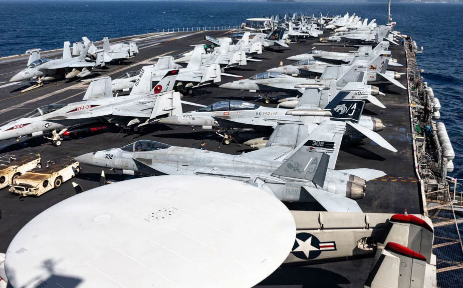 The USS Gerald R. Ford aircraft carrier was seen entering the Mediterranean Sea on Friday, where it was ordered by US President Donald Trump as part of a massive military buildup in the Middle East.
