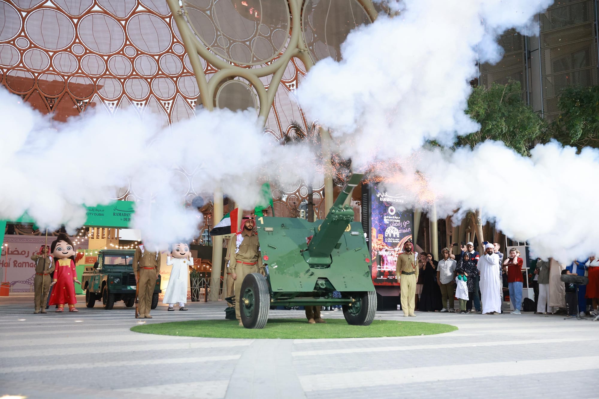 Cannon firing at Expo city in Dubai.