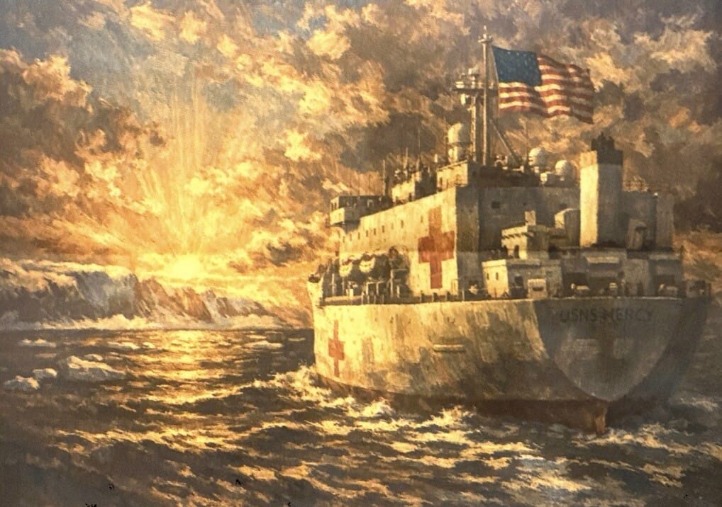 The post on his Truth Social platform carried an apparent AI image that depicted the USNS Mercy.