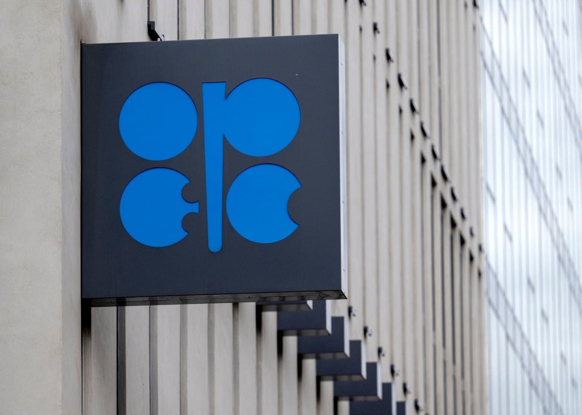 The OPEC logo at the organisation's headquarters in Vienna