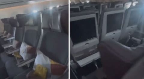 Images from on board the repatriation flights show empty rows.