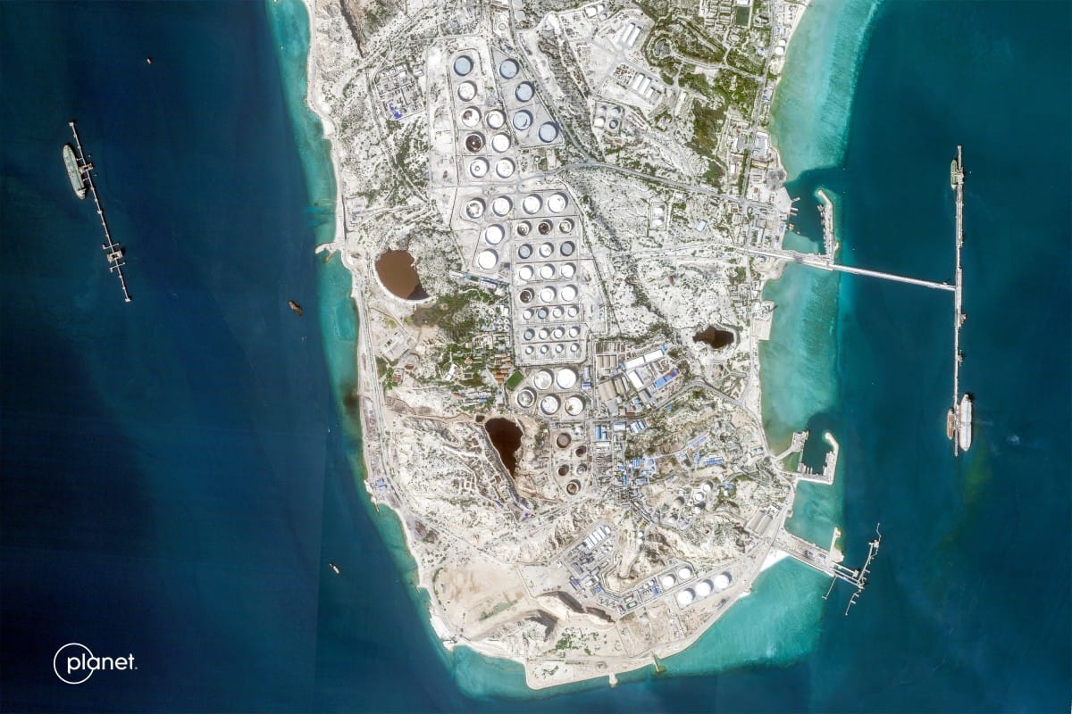 This handout satellite image taken by 2026 Planet Labs PBC shows a view of Iran's Kharg Island.