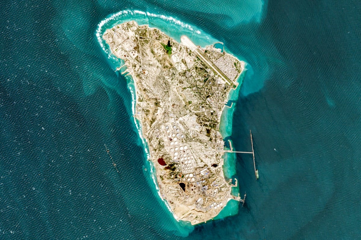 Iran's Kharg Island, which hosts the country’s main crude export terminal and is responsible for the overwhelming majority of its oil shipments to the world, is about 25 kilometres south of the mainland in the north of the Gulf, on March 2, 2026.