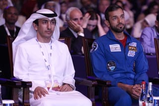 Dr Ahmed Al Neyadi (left) attends an event with his role model and relative Dr Sultan Al Neyadi in an undated photo. 