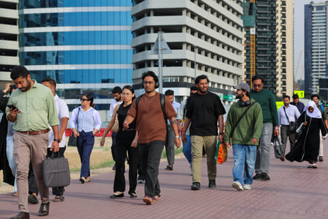 Evening rush in Business Bay as office workers head home after work in Dubai. 