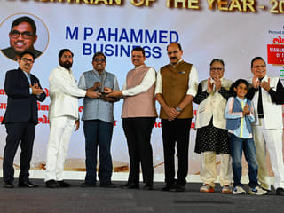 M.P Ahammad, Chairman of Malabar Group, has been conferred the Business Bhushan Award 2026 by Maharashtra Chief Minister, Devendra Fadnavis at the Lokmat Maharashtrian of the Year Awards. The event was attended by Deputy Chief Minister of Maharashtra, Sri. Eknath Shinde, along with Mr. Asher O, MD-India Operations, Malabar Gold & Diamonds, other ministers, bureaucrats, and distinguished figures from across sectors.