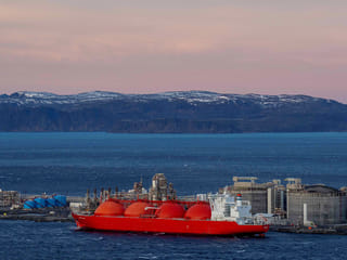 File photo: A LNG ship is pictured at the island Melkoya where Norwegian energy giant Equinor has built a facility for receiving and processing natural gas from the Snøhvit field in the Barents Sea. 