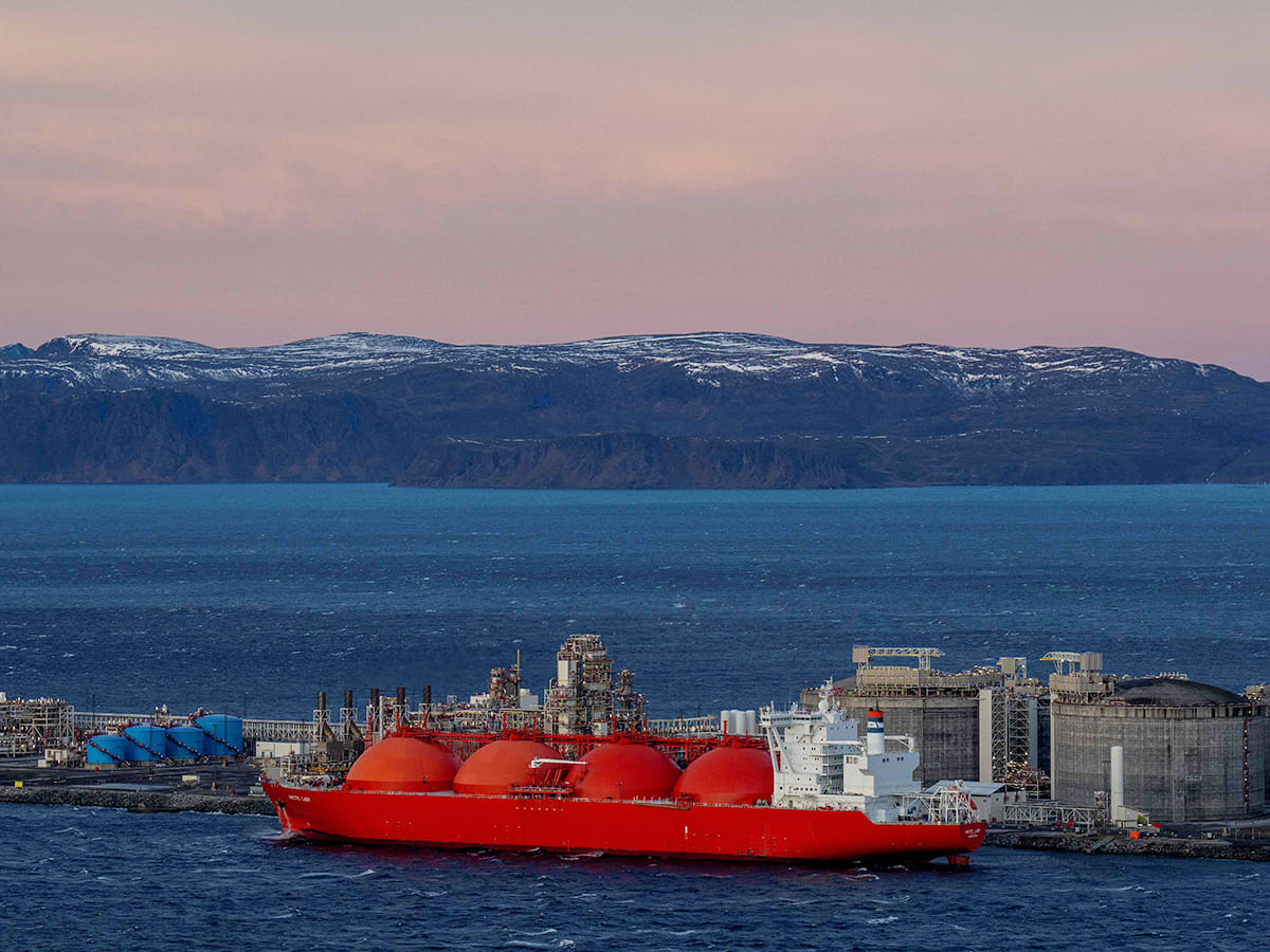 File photo: A LNG ship is pictured at the island Melkoya where Norwegian energy giant Equinor has built a facility for receiving and processing natural gas from the Snøhvit field in the Barents Sea.