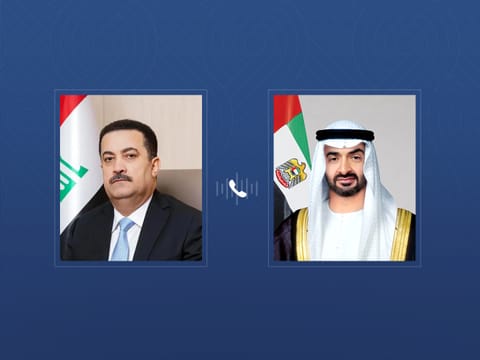 UAE President His Highness Sheikh Mohamed bin Zayed Al Nahyan and His Excellency Mohammed Shia’ Al Sudani, Prime Minister of the Republic of Iraq.