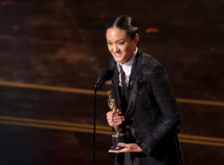 Autumn Durald Arkapaw accepts the Cinematography award for "Sinners" onstage during the 98th Oscars at Dolby Theatre on March 15, 2026 in Hollywood, California