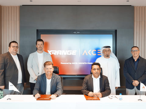 From Left to Right: Ahmed Alkoky -Partner Enlightened Minds Investments, Jake Shephard- Co -Founder Xrange, MG Keyser — Co-Founder, XRange, Amit Kaushal – Chairman,  Akcel Holding, Sultan Al Hosani - Chairman, Chairman of International Business and Investment Union London, and Timur Kudratov- Co-Founder Enlightened Mind.