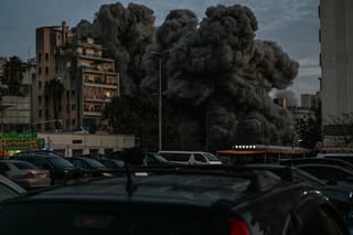 Building collapses in central Beirut after Israeli strike