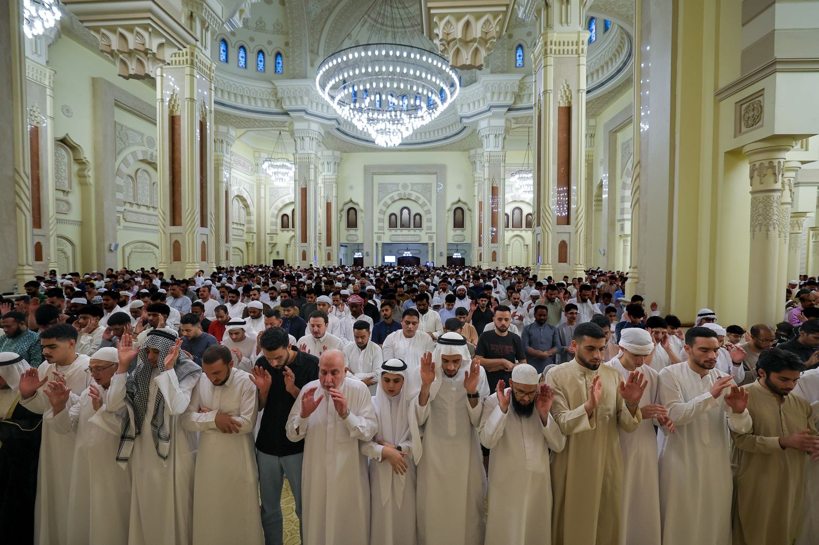 Worshippers gather for prayer at Al Noor Mosque, Sharjah. 